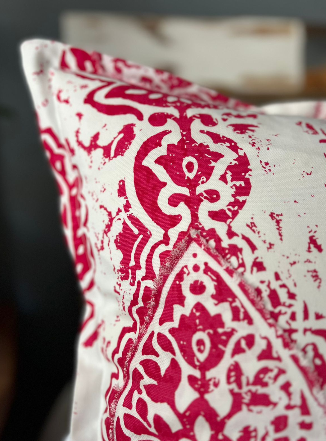 Cherise Pink & White Boho Scatter Cushion Cover