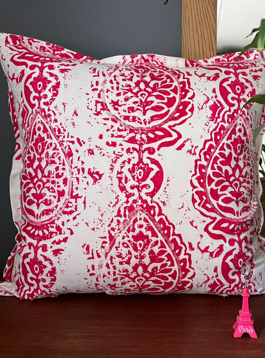 Cherise Pink & White Boho Scatter Cushion Cover