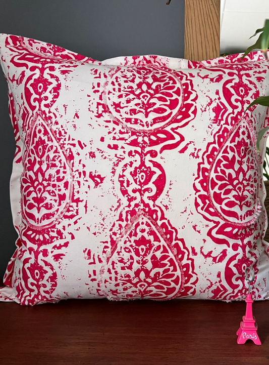 Cherise Pink & White Boho Scatter Cushion Cover